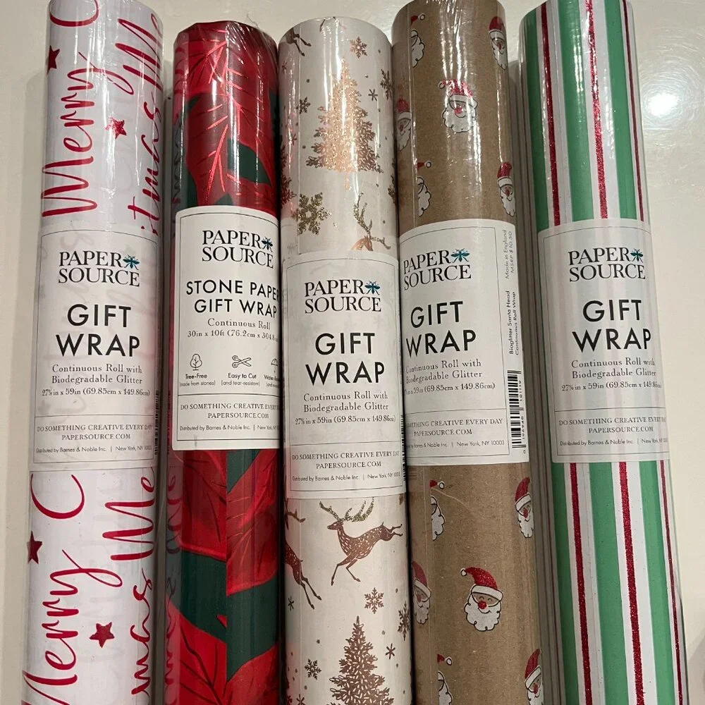 Christmas Wrapping Paper Bundle Paper Source Set of 5 with Santa Evidence‎ Kit
